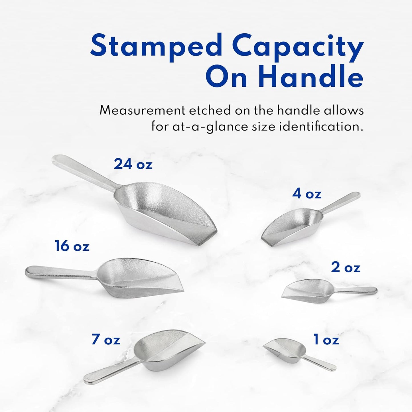 New Star Foodservice 34721 One-Piece Cast Aluminum Flat Bottom Bar Ice Flour Utility Scoop, 24-Ounce, Silver