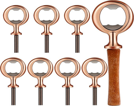 Metal Bottle Opener Kit Blank Bottle Opener Stainless Steel Open Inserts Hardware for Wedding Wine Party DIY Project Craft Wood Turning(Bronze,7 Pieces)