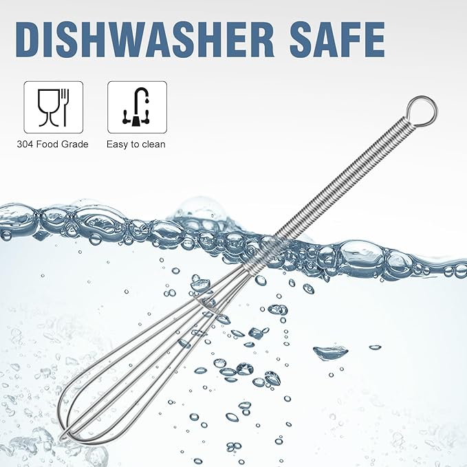 Walfos Mini Whisk,304 Anti-Rust Small whisk,Sturdy Stainless Steel Wire Tiny Whisks 6+7+8in,Ideal for mixing individual eggs, jams, spices and other small portion ingredients.(3pcs）