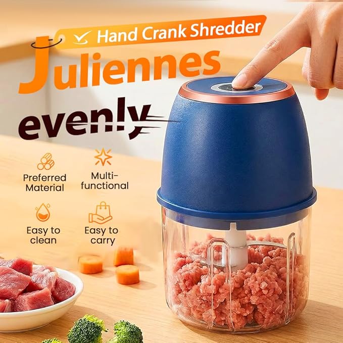 2026 New Electric Garlic Chopper,Vegetable Food Chopper,Mini Food Processor,Portable Rechargeable Cordless Chopper for Onion,Chili,Ginger,Nuts,Meat & Fruits 350ml (Blue)