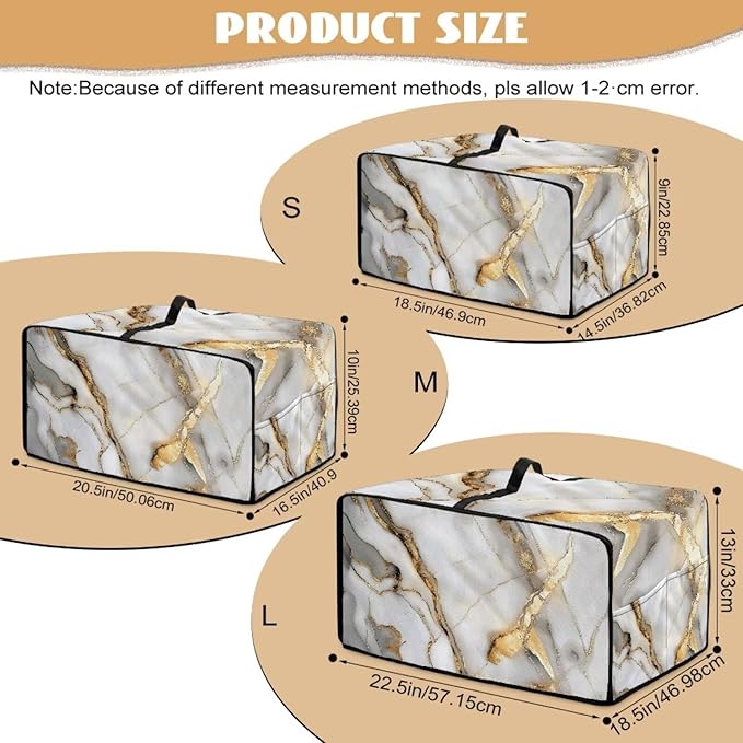 Toaster Oven Dust Cover with Storage Pockets, Protective Decorative Smart Oven Cover for for Kitchen Countertop, M, 16.5 x 20.5 x 10 inches, White Gold Gray Marble
