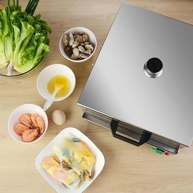 Rice Noodle Roll Steamer Rice Noodle Rolls Machine for Cooking Food Is Heated Evenly 2 Layer Rice Noodle Roll Steamer Machine for Cooking Dim Sum Buns Dumplings