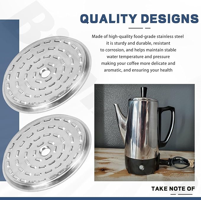 2 Pcs 44199 Stainless Steel Percolator Basket Lid Cover Fits for Pr-esto 12-Cup 0281103 0281105 0281104 Coffee Percolator
