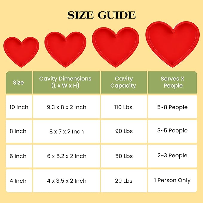 6 Inch Silicone Heart Shaped Cake Pans 2 Pcs Small Heart Cake Pan Set Nonstick Silicone Heart Molds for Baking (Red)
