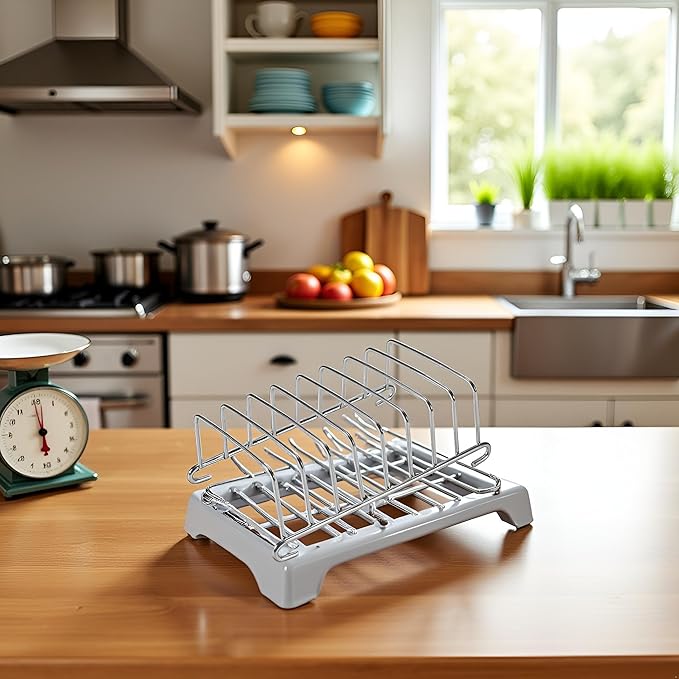 Silver 8 Holes Stainless Steel Tool Toast Cooling Grid Bread Rack Rectangle Air Fryer Accessories Organizer Safe Healthy Stainless Steel Toast Rack Baking Tools and Accessories, Cooling Racks