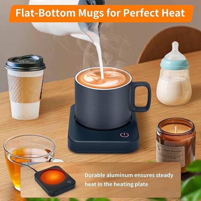 VOBAGA Coffee Mug Warmer for Desk with Auto Shut Off & 3-Temp Settings, Coffee Cup Warmer with Smart Safety Alert Home Office Accessory, Perfect for Coffee, Tea, Milk (No Mug)