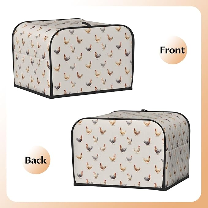 Toaster Cover 4 Slice Chicken Pattern Kitchen Small Appliance Covers with Pockets Dust and Fingerprint Protection