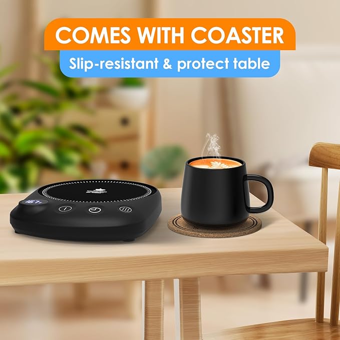 Coffee Mug Warmer - Fastest Heating & Highest Temperature, Coffee Cup Warmer for Desk Auto Shut Off, 4 Temp Settings & 1-12H Timer, Smart Electric Beverage Warmer for Coffee, Tea (Black)