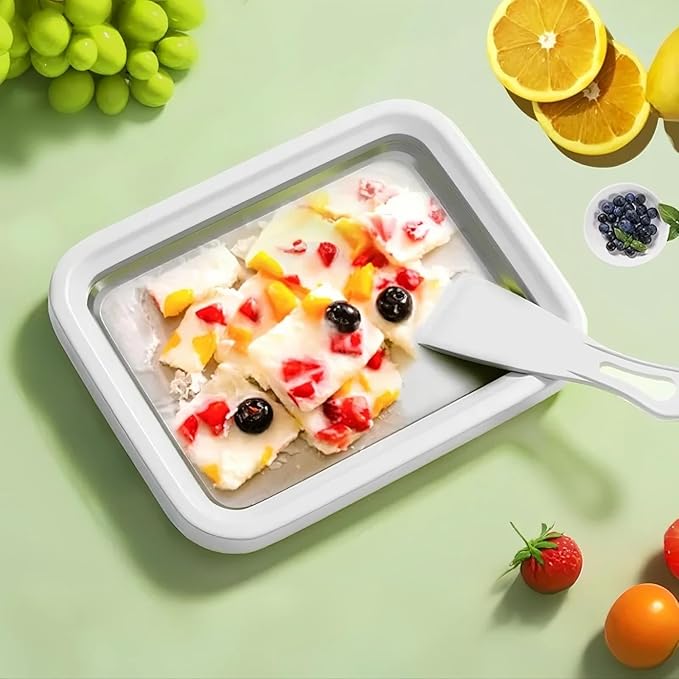 Ice Cream Roll Maker Rolled Ice Cream Machine, Sweet Spot Pan, Instant Cold Plate, Ideal for Making Rolled Ice Cream Soft Serve Slushies Frozen Yogurt Sorbet and Gelato (Milk White)