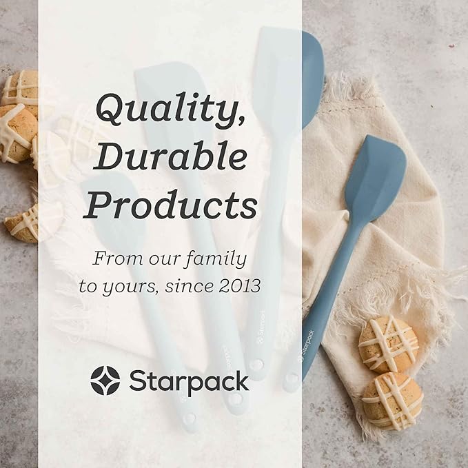 Starpack 'Scrape & Stir' Silicone Spatula (8 Inch) - Heat Resistant Spatulas Set 600°F - Food Grade Kitchen Spatulas - Nonstick Baking and Cooking Spatula - LFGB Grade Rubber Utensil Set