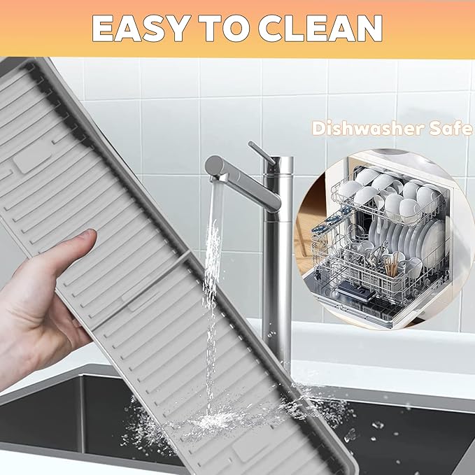 15 Inch Magnetic Silicone Stove Top Shelf, Heat Resistant Spice Rack for Kitchen, Space Saving Organizer with 3 Sticky Pads, Fits Back of Stove (Light Grey, 15" x 3.8")