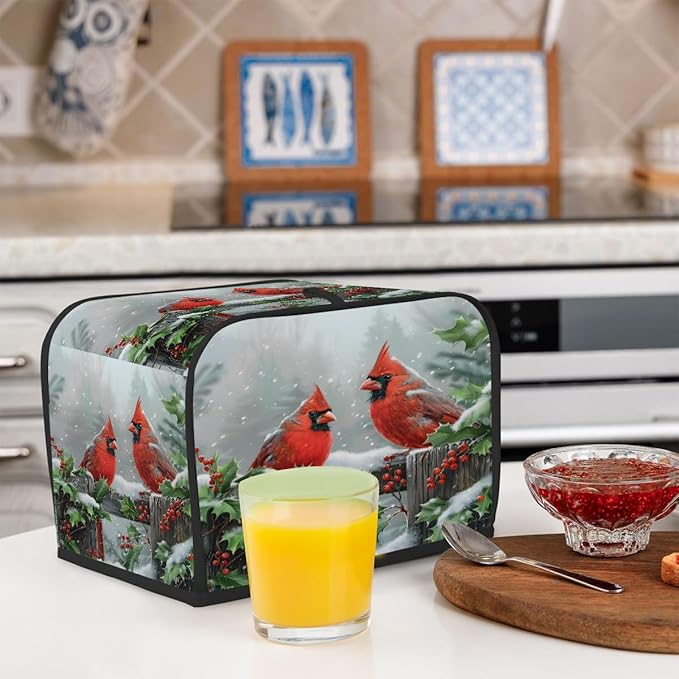 Winter Tree Cardinal Toaster Cover 2 Slice Dust and Fingerprint Protection Toaster Bread Maker Covers Washable Kitchen Small Appliance Covers for Kitchen Accessories Decor Bakeware Women Gift