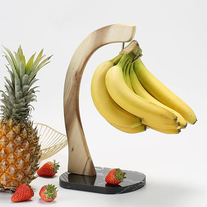 everous Banana Hanger black Marble Base,Modern Banana Holder Tree Stand for kitchen home None Slip Banana Rack Banana holder stand