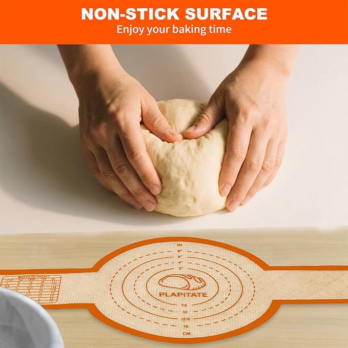 PLAPITATE Silicone Bread Sling for Dutch Oven Liner, Non Stick 2 PCS, Easy Clean Reusable Silicone Baking Mat with Long Handles, Easy to Transfer Sourdough Bread, Orange