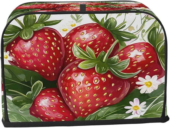 Tropical Fruit Strawberry Flower Toaster Cover 2 Slice Dust and Fingerprint Protection Toaster Bread Maker Covers Washable Kitchen Small Appliance Covers for Kitchen Accessories Decor Bakeware Gift