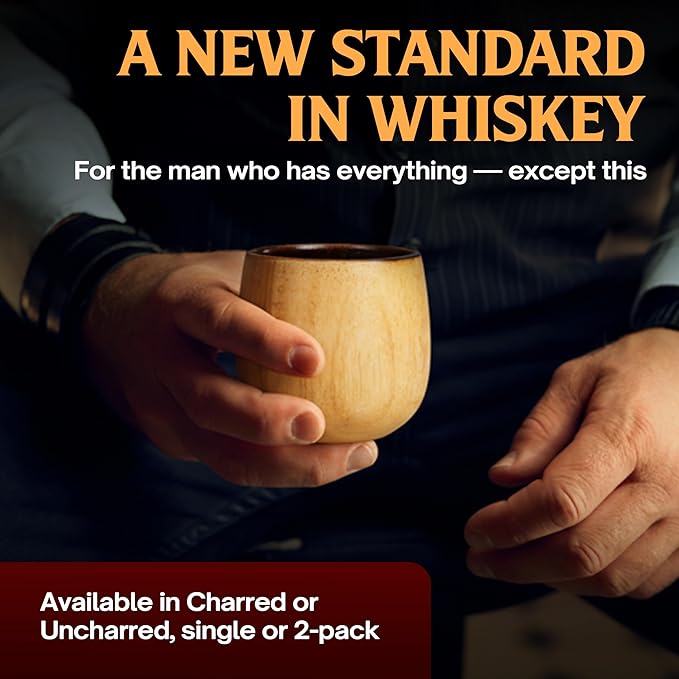 The Original Charred Wooden Bourbon Drinking Glass | Charred Old Fashioned Glass | Bourbon Gifts for Men, Dad, or Brother | Whiskey Gifts