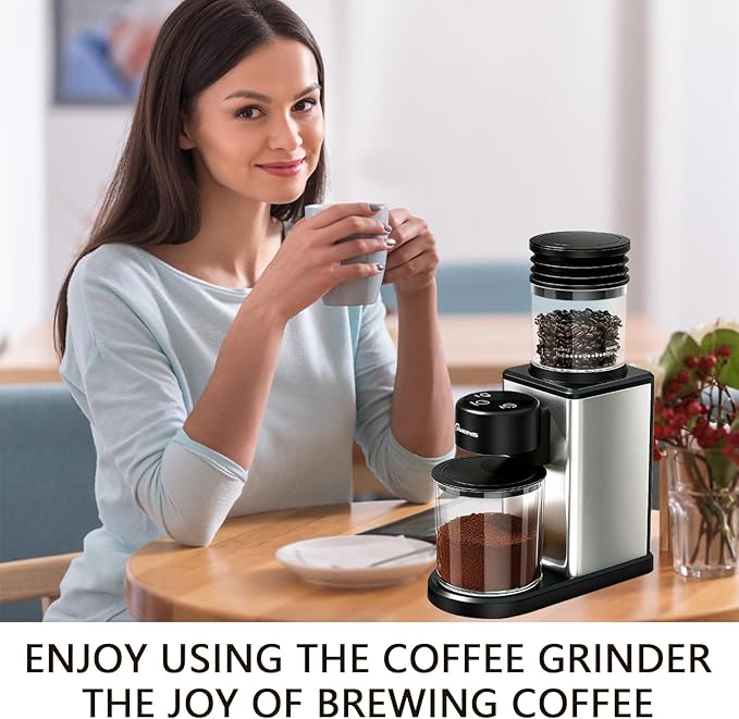 Electric Coffee Grinder for Home & Office: Smart Conical Burr coffee grinder with 25 Precision Grind Settings & 120g Expandable Bean Hopper - Anti-Static Design & Quiet & Durable for Multi-Cup Brewing