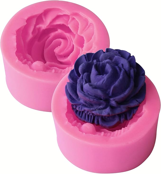 2 Piece 3d Flower Bloom Rose Shape Silicone Molds for Cupcake Dessert Chocolate Jelly Cookie Decor, Jewelry, Pastry, Chocolate,Handmade Soap Mould Candy Making