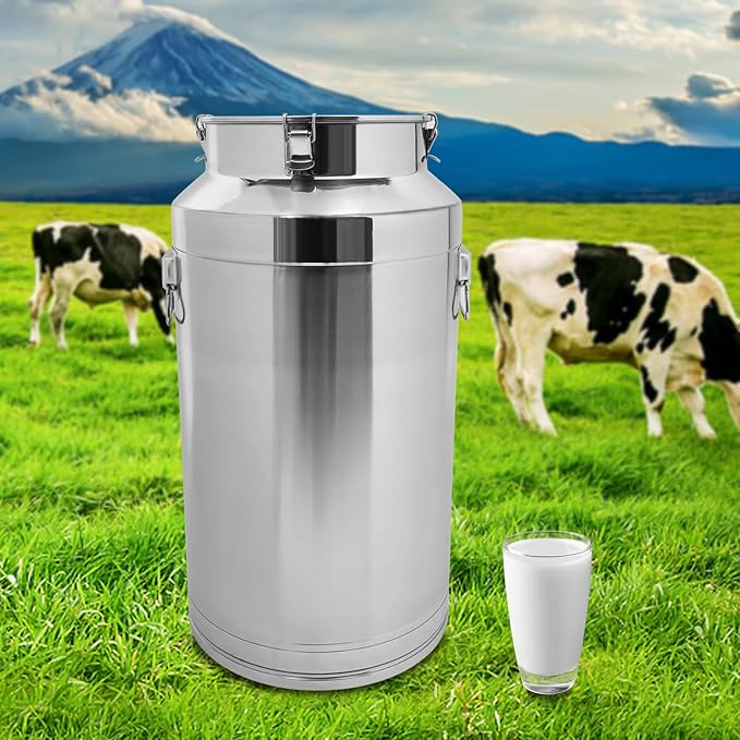 304 Stainless Steel Milk Can - 23.24 Gallon (88 Liter) Heavy Duty Airtight Food Storage Container for Milk, Wine, Oil - Ideal for Home, Farm, and Commercial Use