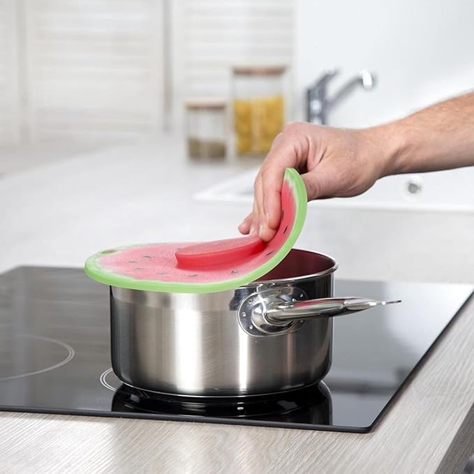 Charles Viancin - Watermelon Silicone Lid for Food Storage and Cooking - 11''/28cm - Airtight Seal on Any Smooth Rim Surface - BPA-Free - Oven, Microwave, Freezer, Stovetop and Dishwasher Safe
