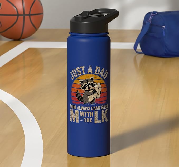 Just A Dad Who Always Came Back With The Milk Raccoon Retro Stainless Steel Insulated Water Bottle