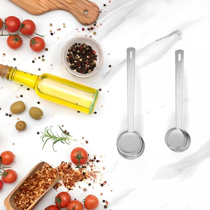 LEIFENY 2PCS 2 Tablespoon Coffee Scoop, Long Handle Measuring Spoon, Two tbsp (30ml, 1/8cup) Stainless Steel Scooper