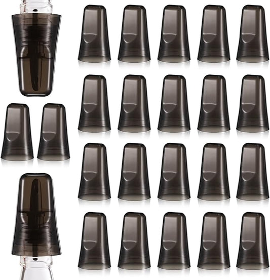 Chengu 24 Pieces Liquor Bottle Covers Pour Spout Covers Bar Toppers for Bottles Universal Pour Dispenser Dust Translucent Silicone Rubber Spout Caps for Bar Home Kitchen Tools Supplies (Black)