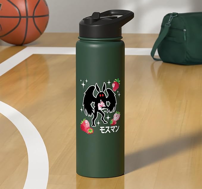 Mothman Kawaii Strawberry Milk Shake Carton Stainless Steel Insulated Water Bottle
