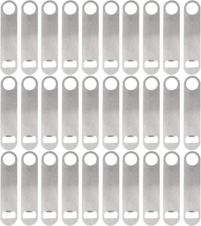 30 Pcs Flat Bottle Opener 7 Inch Stainless Steel Beer bottle Openers Heavy Duty Bar Blade Solid Bottle Cap Opener Funny Bartender Bottle Opener for Kitchen Restaurant Party Supplies,Silver