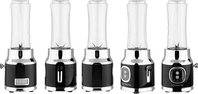 CULINARY CHEF Retro Smoothie Maker Personal Blender with Mason Jar, Perfect for Shakes and Smoothies, Countertop, Dishwasher Safe, BPA-Free, High Power 300W, Black