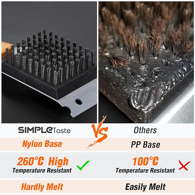 SIMPLETASTE Grill Brush and Scraper, Durable & Effective, Include Extra Stainless Steel Bristles Head for Replacement, Wire Grill Brush for Outdoor Grill, Grill Accessories Gift for Men/Dad