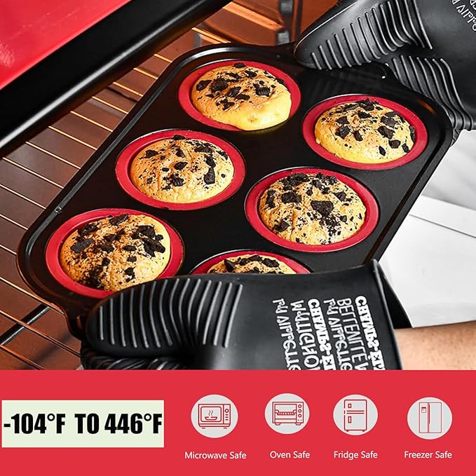 Silicone Muffin Pan, 6 Cups Muffin Pans for Baking with Metal Frame, Cupcake Pan, Egg Bite Molds, Muffin Tin Tray Easy to Pop Nonstick Non Toxic Bakeware for Oven