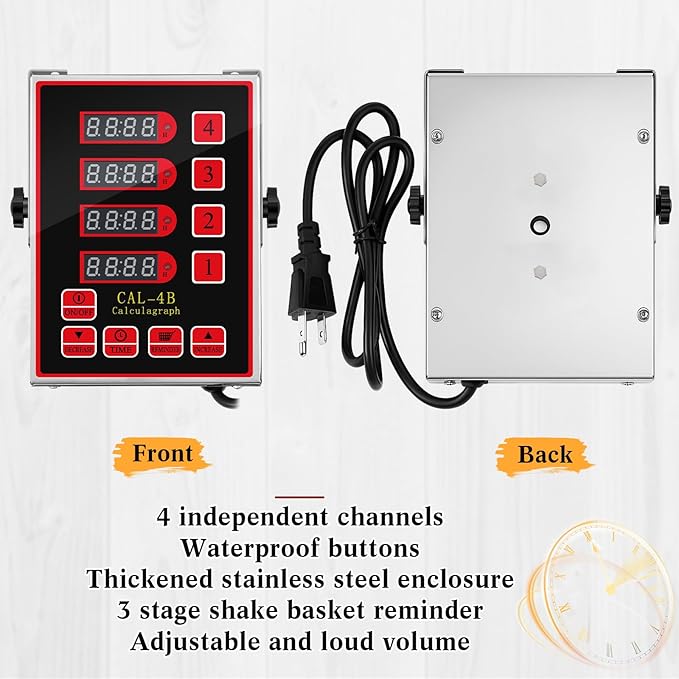 Relaxweex 1 Pack Commercial 4 Channel Digital Kitchen Timer, Multi-Countdown Timer with Loud Alarm & Large LCD Display, Wall Mount or Countertop for Restaurant, Fry Station, Baking & Lab Use