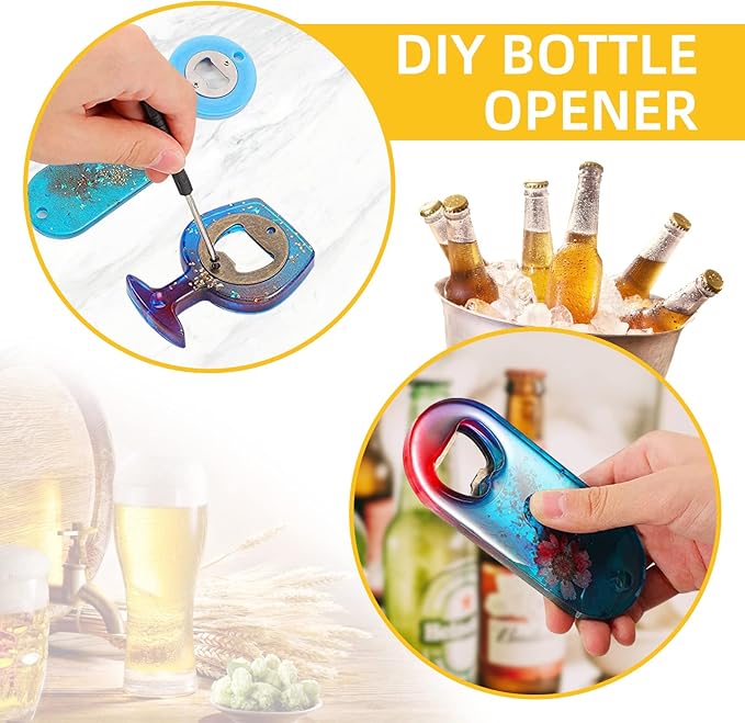100 Set DIY Bottle Opener Hardware - Stainless Steel Metal Bottle Opener Insert Kits (Silver, 100 Set)