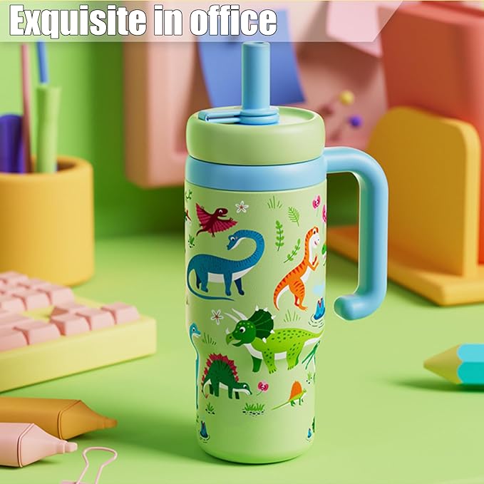 VICSPORT Drinking Cup with Whale Squirt, Stainless Steel Whale Fountain Tumbler, Whales Spray Straw Sippy Cups Water Bottle with Two Lids 24oz for Kids & Adults