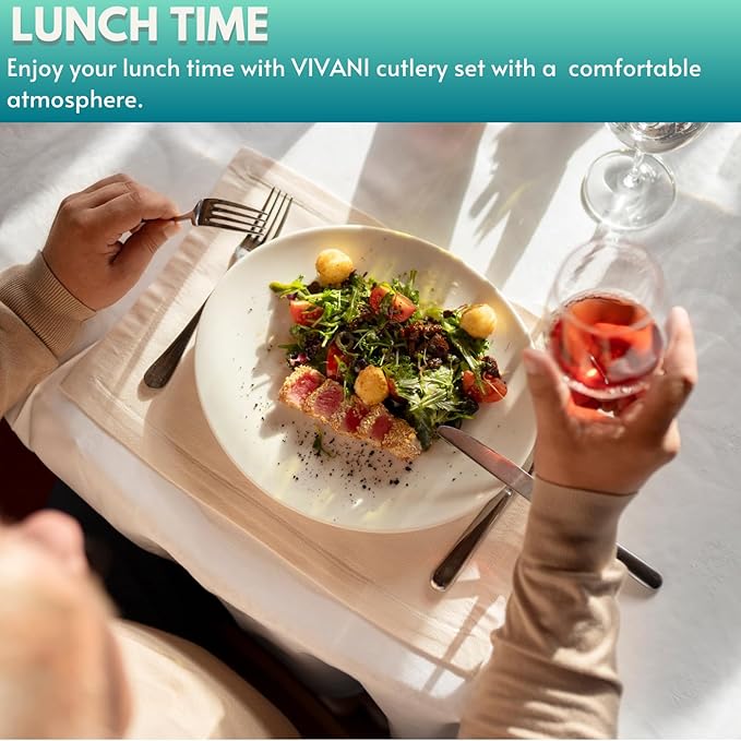 VIVANI 16 Piece Silverware Set for 4, Premium Stainless Steel Cutlery Set, Utensil Sets, Flatware Sets for 4, Forks Spoons and Knives Set Dishwasher Safe for Home Kitchen
