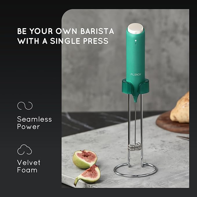 Flendy Rechargeable Milk Frother Handheld, Coffee Frother Handheld with USB-C Charging Stand, Electric Drink Mixer Handheld, Mini Electric Whisk Frother for Coffee, Matcha, etc