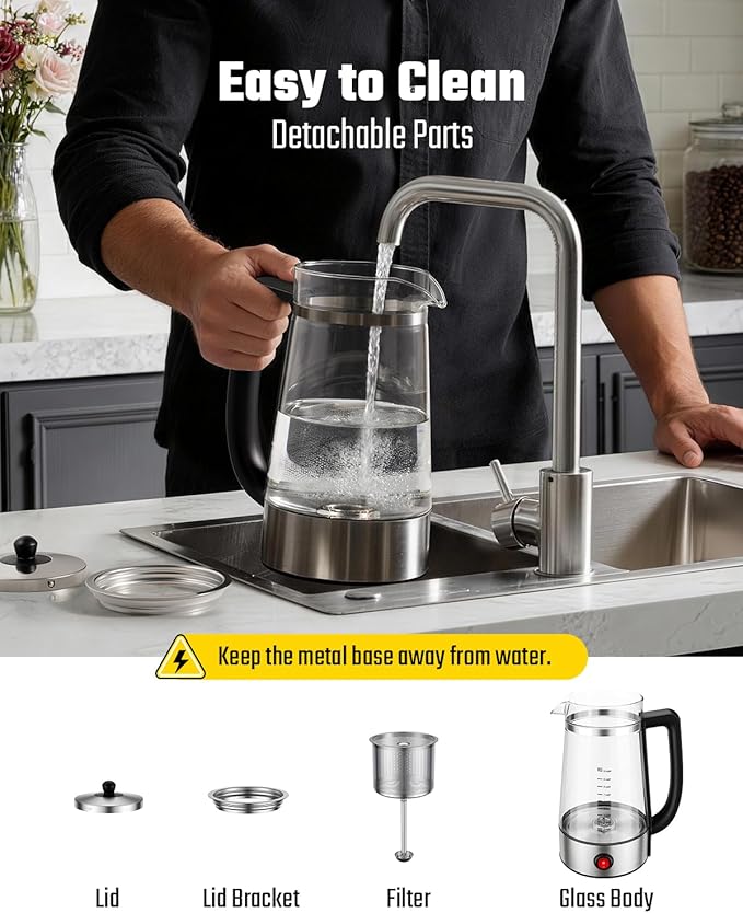 KIDISLE Percolator Coffee Pot Electric Coffee Maker, 10-Cup Coffee Percolator with Auto Keep Warm, Stainless Steel Basket, Borosilicate Glass, Cool-Touch Handle