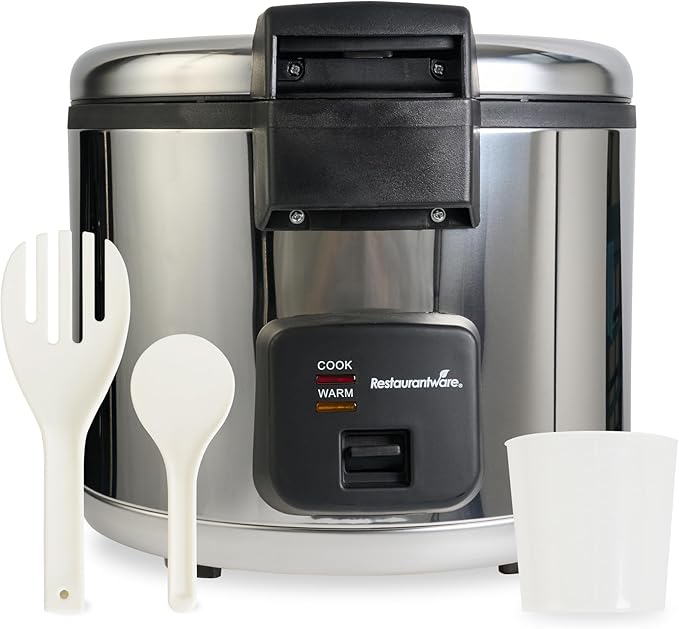 Restaurantware Commercial Rice Cooker 70 Cup Heavy-Duty Steel Industrial Rice Warmer With Nonstick Interior Black Ideal For Catering And Buffet Use