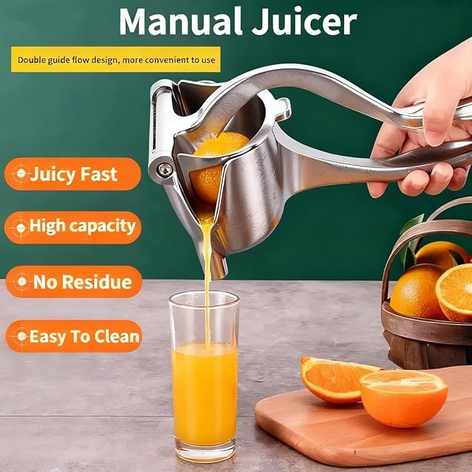 Hand Juicer Squeezer - Aluminum Alloy Fresh Fruit Juice Extractor, Fruit Juice Handheld Press Squeezer with Seed Filter, Heavy Duty Manual Hand Press Juicer for Citrus and Other Fruits (1PC)