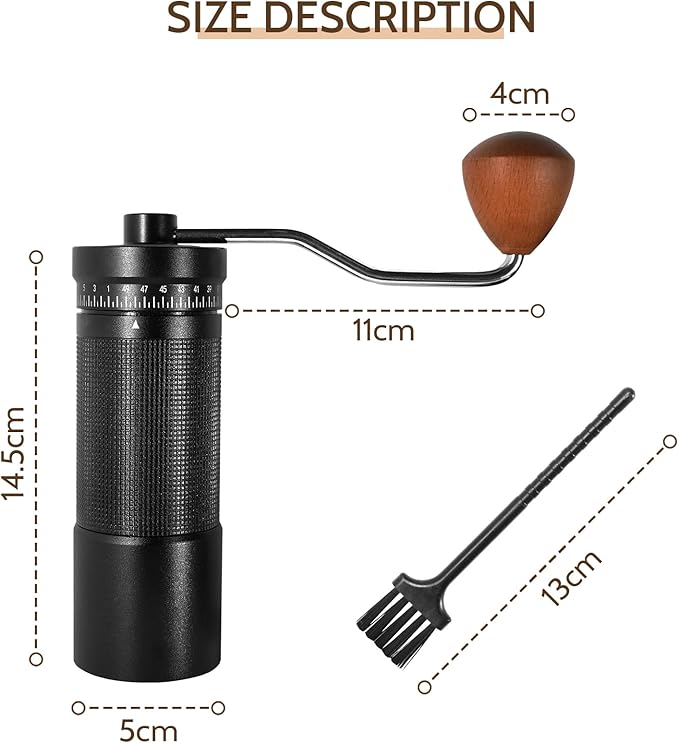 Manual Coffee Grinder with Digital External Adjustable Settings, Portable Hand Grinder with Stainless Steel Conical Burr, 30g Capacity for Travel, Camping, Office, Espresso, Pour Over (Black)