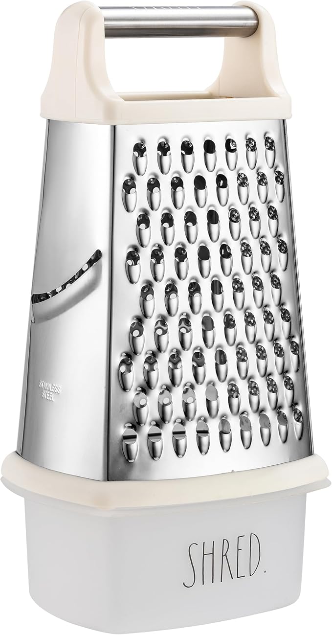 Rae Dunn Everyday Collection Multifunction Grater- Stainless Steel Grater and Zester for Cheese, Spices, Vegetables, Cream