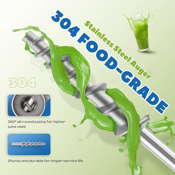 Manual Wheatgrass Juicer Portable Crank Wheatgrass Extractor Hand Fruit& Vegetables Squeezer 304 Stainless Steel for Juicing Celery, Kale, Spinach, Parsley, Pomegranate, Apple, Grape