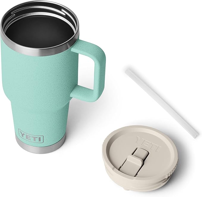 YETI Rambler 30 oz Travel Mug with Flip Straw Lid – Stainless Steel, Vacuum Insulated, Leakproof, Cup Holder Friendly