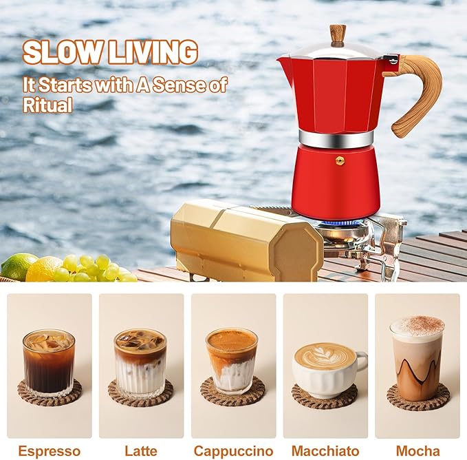 9 Cup Aluminum Espresso Stovetop Moka Pot Express Coffee Maker Percolator Italian Classic Mocha Coffee Machine for Italian and Cuban Cafe Brewing for Home & Camping 450ml 15oz