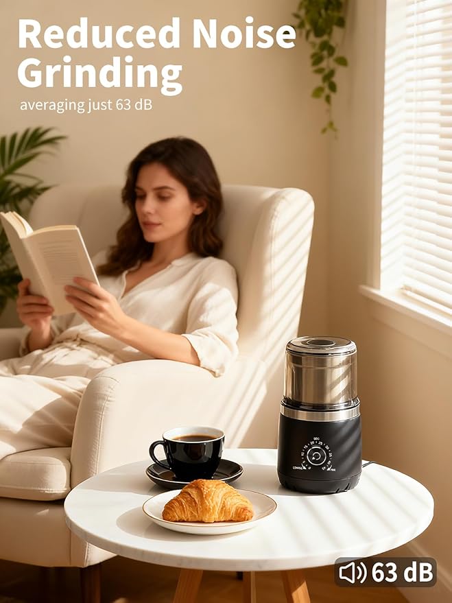 LAOION Electric Coffee Grinder with Silent Grinding Blades & Timer Knob to Adjustable Coarse to Fine, Espresso Grinder with Removable Stainless Steel Bowl for Coffee Bean, Herb, Spices, Seeds (Black)