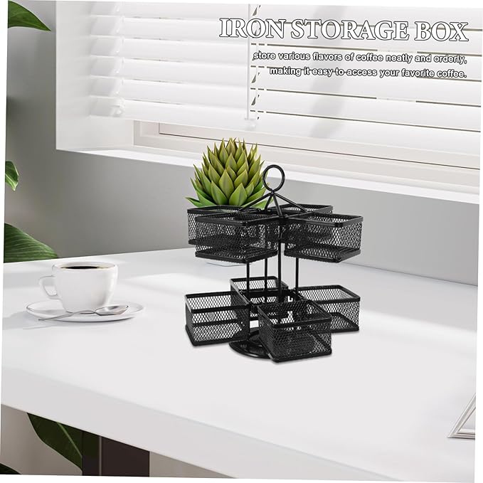 OUNONA 360degree Tea Bag Storage Box Rotating Carousel Creamer Sugar Packet Holder Kitchen Organizer Hotel Storage Box
