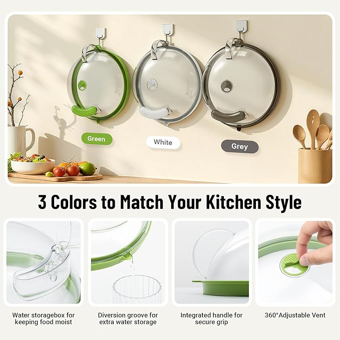 Microwave Splatter Cover with Water Steamer, Upgraded Microwave Cover for Food with Handle, Clear Plate Covers, Splatter Guard, Kitchen Essentials Gadgets, House Warming Gifts New Home, 12 Inch