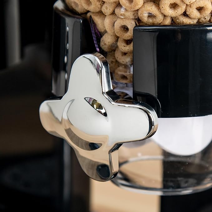 Honey-Can-Do Zevro Essential Dual-Control Dry Food Dispenser – Effortless & Organized Storage for Cereal, Dog Food, or Snack Dispenser for All Kinds of Treats, 17.5 oz Each Capacity, Black/Chrome