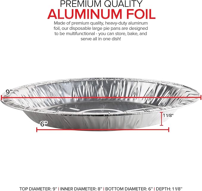 Stock Your Home 9 Inch Aluminum Tart Pie Pans (10 Count) - Disposable & Recyclable Large Pie Pan - Foil Pie Tin for Bakeries, Cafes, Restaurants - Durable Large Foil Pans for Pies, Fruit Tarts, Quiche